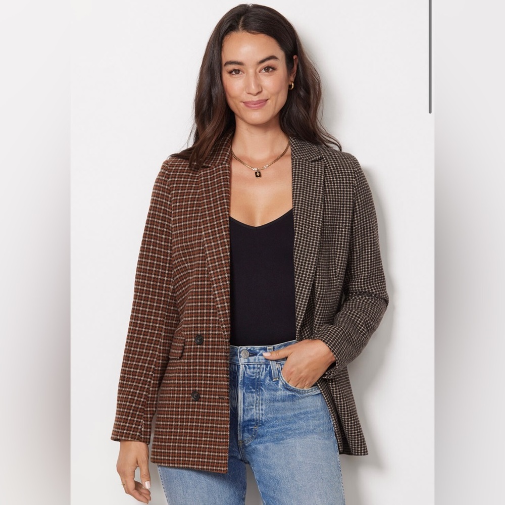 Rails Two-Tone Brown Houndstooth Blazer